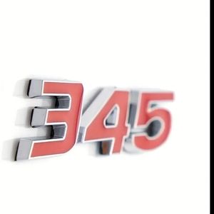 2 345 Badge emblems approximately 5" red with silver outline